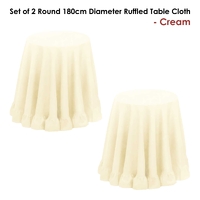 Set of 2 Round 180cm Ruffled Table Cloth Cream thumbnail