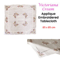 Victoriana Cream Applique Embroidered Table Topper 85 x 85 cm thumbnail