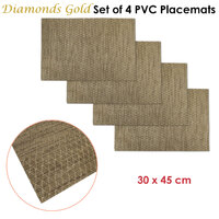 Choice Set of 4 PVC Table Placemats Diamonds Gold thumbnail