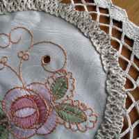 Set of 2 Embroidered Doilies Floral 10 thumbnail