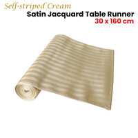 Self-striped Cream Satin Jacquard Table Runner 30 x 160cm thumbnail