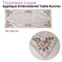 Victoriana Cream Applique Embroidered Table Runner 40 x 90 cm thumbnail