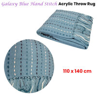 Galaxy Blue Hand Stitch Acrylic Throw Rug 110 x 140 cm thumbnail