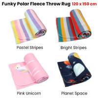 Funky Cute Polar Fleece Throw Rug Bright Stripes thumbnail