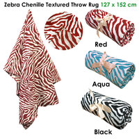 Zebra Chenille Textured Throw Rug Aqua thumbnail