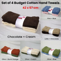 Set of 4 Budget Cotton Hand Towels 42 x 67 cm Olive Blue thumbnail