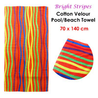 Bright Stripes Cotton Velour Printed Beach Towel thumbnail