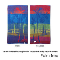 Set of 4 Imperfect Jacquard Terry Beach Towels Palm Tree thumbnail