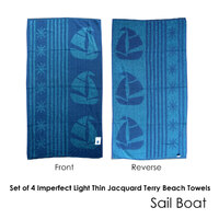 Set of 4 Imperfect Jacquard Terry Beach Towels Sail Boat thumbnail
