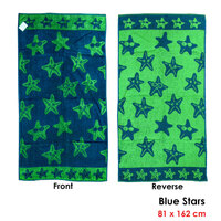 Jacquard Velour Reversible Beach Towel Blue Stars thumbnail