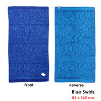 Jacquard Velour Reversible Beach Towel Blue Swirls thumbnail