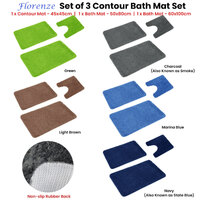 Florenz Set of 3 Contour Bath Mat Set Green thumbnail