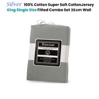 Revive Silver 100% Cotton Jersey Super Soft Fitted Sheet Combo Set King Single 35cm Wall thumbnail
