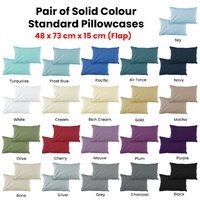 Pair of Solid Colour Microfiber Standard Pillowcases 48x73cmx15cm (Flap) White thumbnail