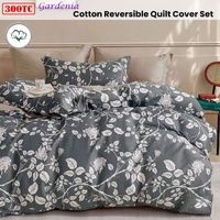 300TC Gardenia Charcoal Reversible Cotton Quilt Cover Set King thumbnail