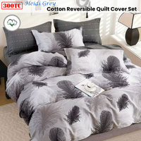 300TC Heidi Grey Reversible Cotton Quilt Cover Set King thumbnail