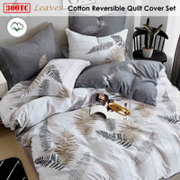 Leaves Reversible Quilt Cover Set King thumbnail