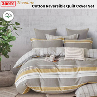 300TC Theodore Grey Reversible Cotton Quilt Cover Set King thumbnail