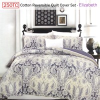 250TC Cotton Reversible Quilt Cover Set Elizabeth Queen thumbnail