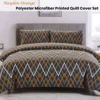 Artex Hayden Orange Quilt Cover Set Geometric Pattern Reversible Printed Microfiber Polyester Single thumbnail