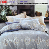 250TC Royal Damask Cotton Quilt Cover Set Queen thumbnail