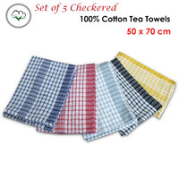 Hotel Living Checkered Set of 5 Cotton Tea Towels thumbnail