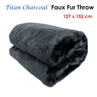 Titan Charcoal Faux Fur Throw Rug 127 x 152 cm thumbnail