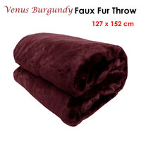 Venus Burgundy Faux Fur Throw Rug 127 x 152 cm thumbnail