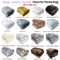 Shaye Luxury Range Faux Fur Throw Rug 127 x 152 cm Mexican Wolf thumbnail