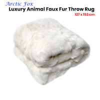 Radisson Arctic Fox Off White Luxury Animal Faux Fur Throw Rug 127 x 152 cm thumbnail