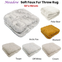 Meadow Soft Faux Fur Throw Rug 127 x 152 cm Off White thumbnail