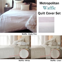 Metropolitan Waffle Quilt Cover Set Pink - KING thumbnail
