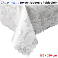 Deco White Luxury Jacquard Tablecloth 150 x 220 cm thumbnail