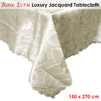 Rose Ecru Luxury Jacquard Tablecloth 150 x 270 cm thumbnail