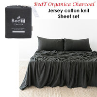 BedT Organica Jersey Cotton-Blend Sheet Set Charcoal Queen thumbnail