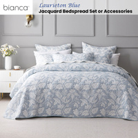 Bianca Laurieton Blue Jacquard Botanical Bedspread Set Super King thumbnail