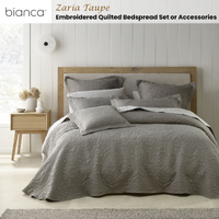 Bianca Zaria Taupe Embroidered Bedspread Set King thumbnail