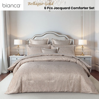 Bianca Bellagio Gold 6 Pcs Jacquard Geometric Comforter Set Super King thumbnail