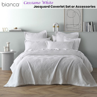 Bianca Cassiano White Polyester Jacquard Coverlet Set Single/Double thumbnail