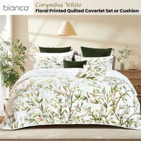 Bianca Corymbia White Floral Printed Quilted Polyester Coverlet Set Super King thumbnail