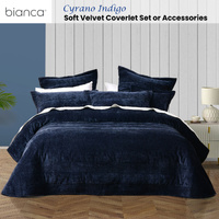 Bianca Cyrano Indigo Soft Velvet Polyester Quilted Coverlet Set Super King thumbnail