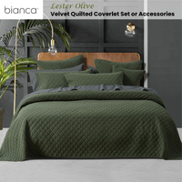 Bianca Lester Olive Velvet Diamond Polyester Coverlet Set Super King thumbnail
