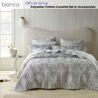 Bianca Olivia Grey Polyester Cotton Jacquard Coverlet Set Super King thumbnail