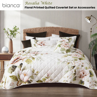 Bianca Rosalia White Floral Printed Quilted Polyester Coverlet Set Super King thumbnail