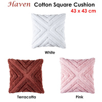 Bianca Haven White Cotton Chenille Square Cushion thumbnail