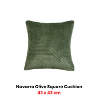 Bianca Navarro Olive Velet Square Filled Cushion 43 x 43cm thumbnail