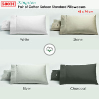Bianca Pair of 500TC Cotton Sateen Standard Pillowcases Stone thumbnail