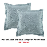 Bianca Pair of Aspen Sky Blue European Pillowcases thumbnail