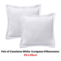 Bianca Pair of Cassiano White European Pillowcases 65 x 65cm thumbnail