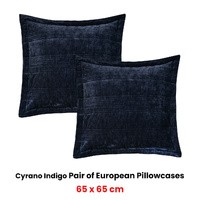 Bianca Pair of Cyrano Indigo European Pillowcases 65 x 65cm thumbnail